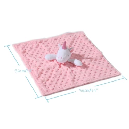 Image of CREVENT Cozy Plush Baby Security Blanket, Loveys for Baby Girls and Boys, Birthday (Unicorn + Bunny)