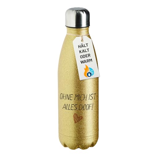 Huuraa Glitzerflasche 500ml Gold Edelstahl