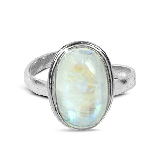 Image of Reiki Crystal Products Natural Certified Rainbow Moonstone Ring