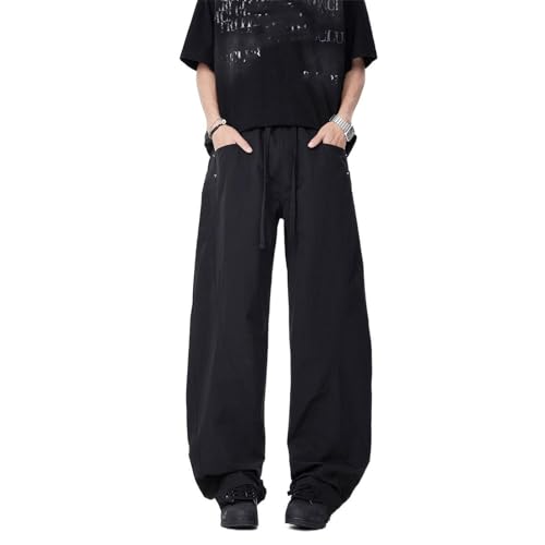 Men's Pants Retro Workwear Casual Summer American High-Street Straight-Leg Loose Wide-Leg Trouser for Men