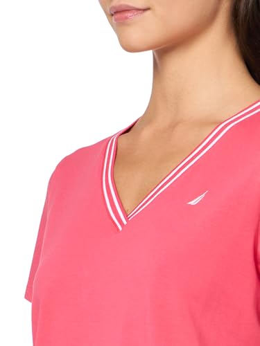 Image of Nautica Women's Solid V-Neck Short Sleeve T-Shirt Shirt
