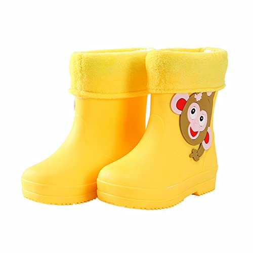 sfdgfhyf Outdoor Rain Boots for Kids Children Rain Shoes Boys and Girls Water Shoes Monkey Cartoon Character Rain Shoes (Yellow, 7.5 Toddler)