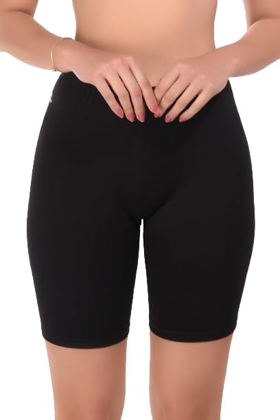 trishikhine Women's Spandex Above Knee Length Mid Waist Cycling Shorts|Running Tights|Gym Sports Casual Shorts for Dresses, Yoga, Running, Exercise Shorts-picture-0