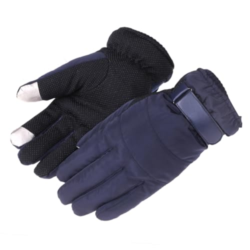 Didiseaon Winter Gloves for Men Women Ski Hiking Full Protection Anti-slip Palm Hook and Loop Wrist Dark Blue