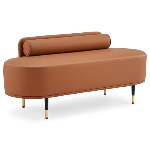 OmySalon Waiting Room Bench with Low Back, 53.5" Office Guest Chair, Faux Leather Upholstered Reception Seating, Lobby Bench for Beauty Salon Barbershop Airport Bank Hall Room Conference