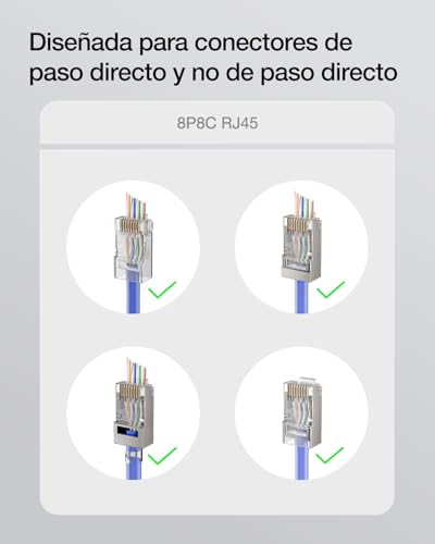 Miniatura 7 de Vce Gj670bl Crimpadora Para Conectores Pasante Rj45 Cat7 Cat6a Cat6 Cat5 Herramienta De Crimpado Rj45