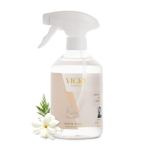 VICKY ESSENCE HOME SPRAY White Flowers 500ml | Ambientador del Hogar | Fragancia Flores Blancas | Perfume para Casa | Absorbe Olores