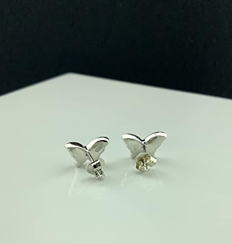 Silvercloseout Rhodium Plated Sterling Silver Womens Cz Created Blue Opal Butterfly Stud Earrings Opal Butterfly Studs For Girls #TOP5