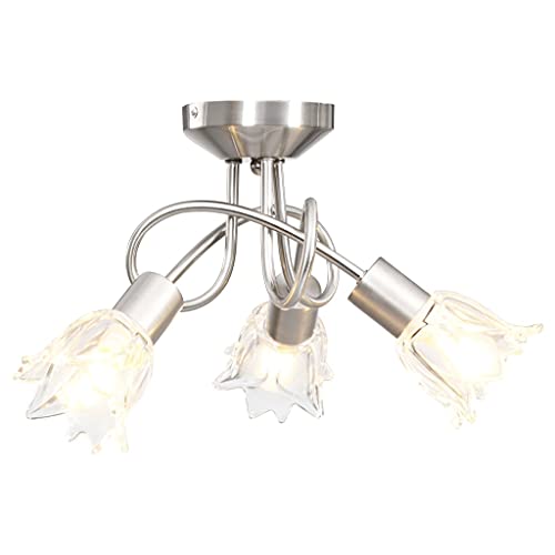 Plafonnier luminaire acier chromé 3 ampoules E14 pour éclairage intérieur