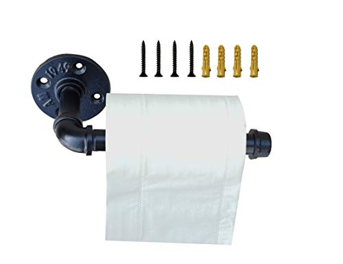 Rustic Industrial Pipe Toilet Paper Holder | Toilet roll Holder Heavy Duty DIY Style, Wall Mounted Kit, Towel Rack