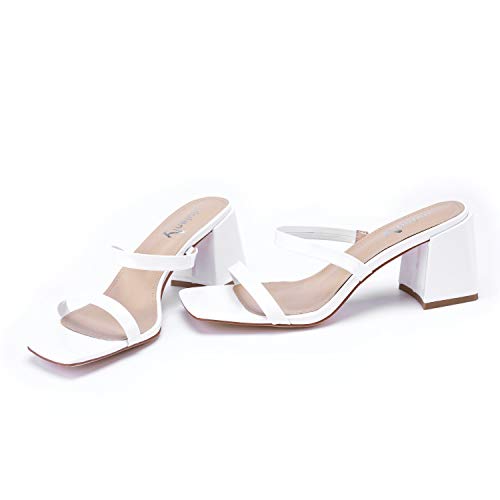 Vivianly JUNBABY000305 Women'S Square Open Toe Mules Double Band Chunky Block Heel Slip thumb #6