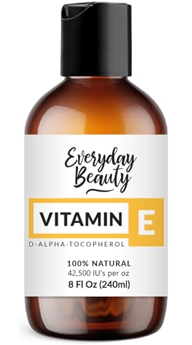 Vitamin E Oil Bulk - 8 oz D-Alpha Tocopherol 100% Pure & All Natural 42,500 IU per oz - Not a Blend, Thick, Amber Color - From Wheat Germ - Face Body Hair - DIY Cosmetics & After Surgery Scars…