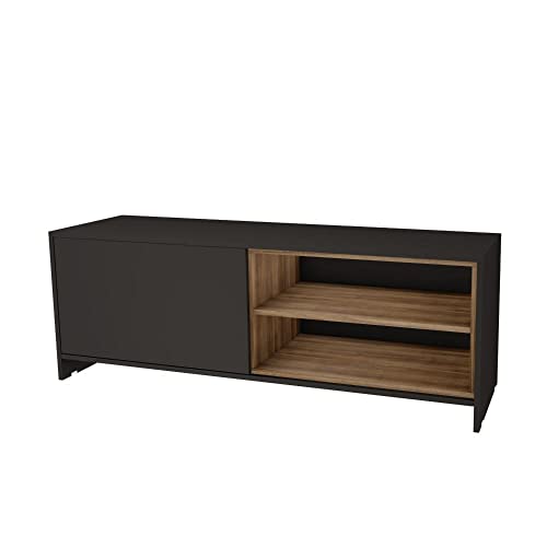 Rack para Tv até 65 Polegadas 1 Porta 2 Nichos 130cm Carmelo Estilare Preto/madeirado