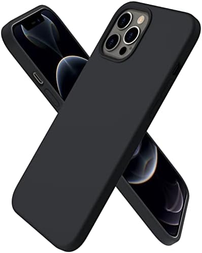 ORNARTO Compatible with iPhone 12 Pro Max Case 6.7, Slim Liquid Silicone Full Covered Soft 3 Layers Gel Rubber with Microfiber Case Cover 6.7 inch-Navy Blue