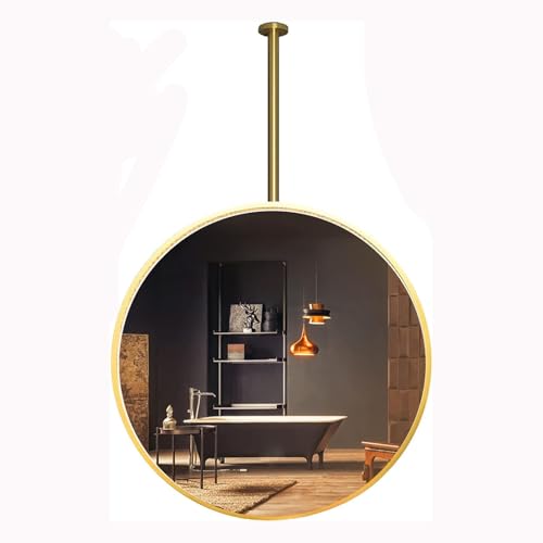 Miroir rond suspendu au plafond doré haut de gamme pour décoration hôtel 60cm