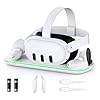 NexiGo Charging Dock for Meta Quest 3, VR Charging Station with LED Light [On/Off] for Oculus Quest 3, Charger Display Stand with 2 Rechargeable Batteries, USB-C Cable, White