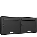 [page_title]-AL Briefkastensysteme 2er Briefkastenanlage Anthrazit Grau RAL 7016, Premium Doppel-Briefkasten DIN A4, 2 Fach Postkasten modern Aufputz