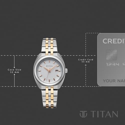 Image of Titan Work Essentials with Silver Dial Silver & Rose Gold Metal Strap Watch for Women - 95377KM01
