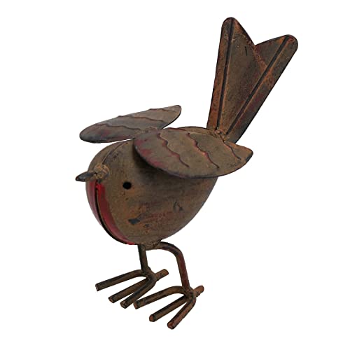 AB Tools Robin Red Brest Garden Sculpture Statue Ornement Decoration Metal Oiseaux