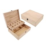 PartyKindom 2pcs Hölzerne Schmuckschatulle Mit Trennwänden Abschließbar Andenkenszeit Aufbewahrungskoffer Unvollendete Bastelschachtel Holz Keepsake Box