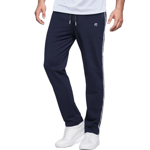 HMIYA Jogginghose Herren Baumwolle Trainingshose Lang Hosen Atmungsaktiv Sporthose mit 3 großen Taschen(Marine,4XL)