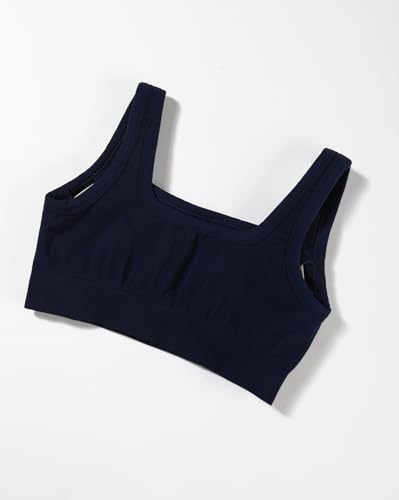Image of AUROLA Power Womens Square Back Basic Sports Bra - Square Neck Padded Low Impact Yoga Bra Workout Crop Top