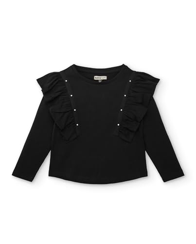 Camiseta Negra con Volantes y Detalles Brillantes para niña colección Rock N Love (Talla 14 años)