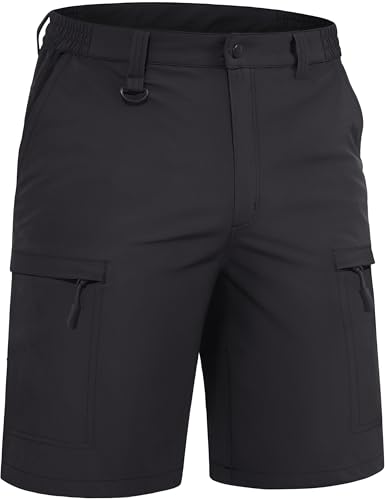TACVASEN Men's Hiking Cargo Shorts Black Shorts with 5 Pockets