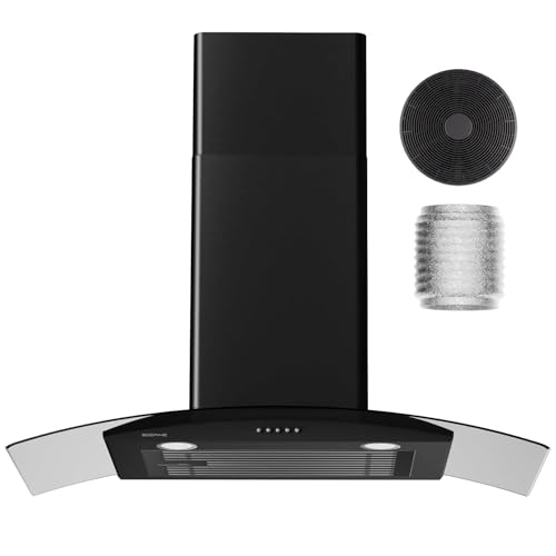 30 Inch Black Wall Mount Hood, 450 CFM