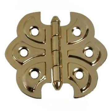 Van Dyke’s Restorers Classic Surface Mount Butterfly Hinge — 2 3/8 x 2 1/4 Inch Steel Hinge in Polished Brass Finish, Early 20th Century Ornamental Cabinet & Hoosier Hardware for Restoration Projects