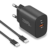 【Breite Kompatibilität】 Der 25W USB C Ladegerät ist kompatibel mit Samsung Galaxy S23 Ultra/S23+/S23/S22 Ultra/S22+/S22/S21, Note 20+/10, Tab S8 Series, MacBook Pro, iPad Pro, Google Pixel 7 Pro, Steam Deck und weitere elektronische USB C Geräte.