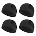 Cmonie 4 Pcs Breathable Mesh Skull Cap,Quick Dry Helmet Liner Breathable Cooling Beanie Running Cycling Hat for Men Women (4Pcs-B-4Black)