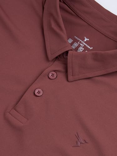 Image of TECHNOSPORT Mens Slim Fit Solid Full Sleeve Cotflex Polo T-Shirt for Regular and Casual Uses