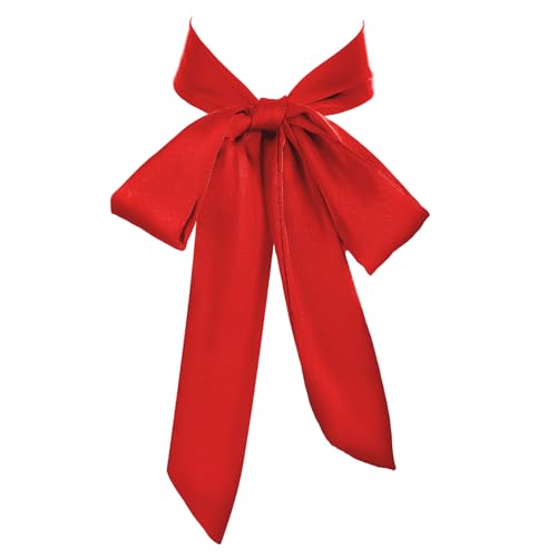 Lusofie Red Bowtie, Ribbon Bow Tie, Self Red Bow Tie, Satin Wide Folding School Ties for Women Girls School Uniforms Cosplay Wedding Party