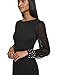 Karl Lagerfeld Paris Women's Solid Sheer Sleeve Sheath Dress, Black, 8