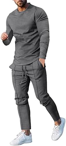 BEUU Mens 2 Piece Sports Outfits Sets, 2022 Long Sleeve Slim Fit Muscle T-Shirts Casual Pencil Pants Street Tracksuits Men's Clothing Blazer Polos Henleys Casual Button-Down Tuxedo Track Outfits