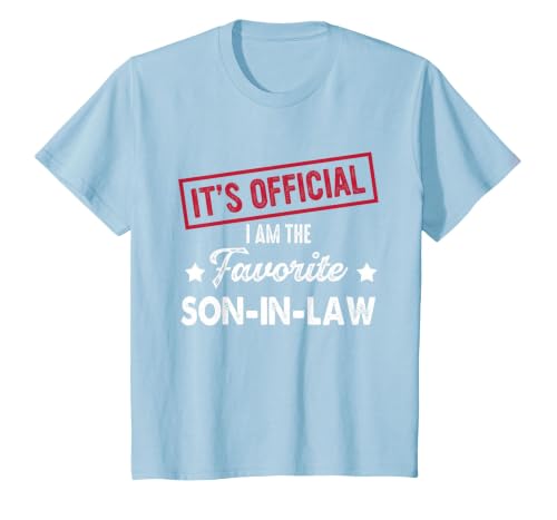 It's Official I'm The Favorite Son-in-Law T-Shirt, Youth, Baby Blue, X-Small