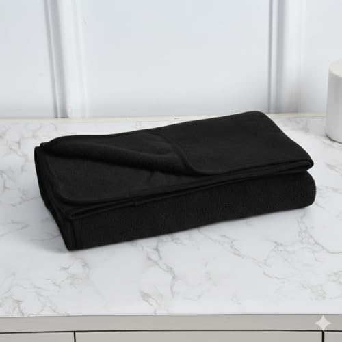 Image of Cotton Bolls Microfiber Large Bath Towel Quick Dry Super Soft Higly Absorbent Lint Free Towel for Bath for Men and Women, Travel, Gym, Beach, Pool, Yoga 70x140 CM Black