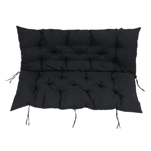 وسادة أرجوحة الشرفة، حشوة موحدة في الهواء الطلق، وسادة أرجوحة خارجية بوليستر بولي بروبيلين مقاومة للشمس للفناء (اسود)