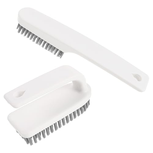 POPETPOP Brosse de Nettoyage Tête Courbée Ergonomique Blanc pour Bain d'oiseaux Poils Doux et PP Double Fonction avec Grandes et Petites Brosses pour Patio et Jardin