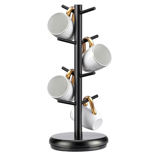 Support tasses rotatif bois pour ranger les mugs suspendus sans risque de chute