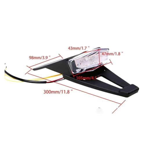Luz trasera para motocicleta universal de 12V con soporte de matrícula transparente 3