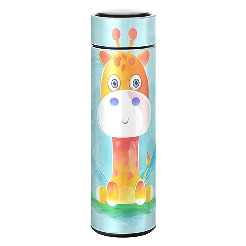 KAAVIYO Baby Giraffa Cuore Blu Acqua Bottiglia d'Acqua Boccetta di Vuoto Isolata in Acciaio Inossidabile Matraccio Sottovuoto