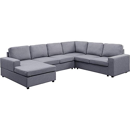 Bowery Hill Contemporary Fabric 6 Seat Reversible Sectional Sofa Chaise In Gray #TOP10
