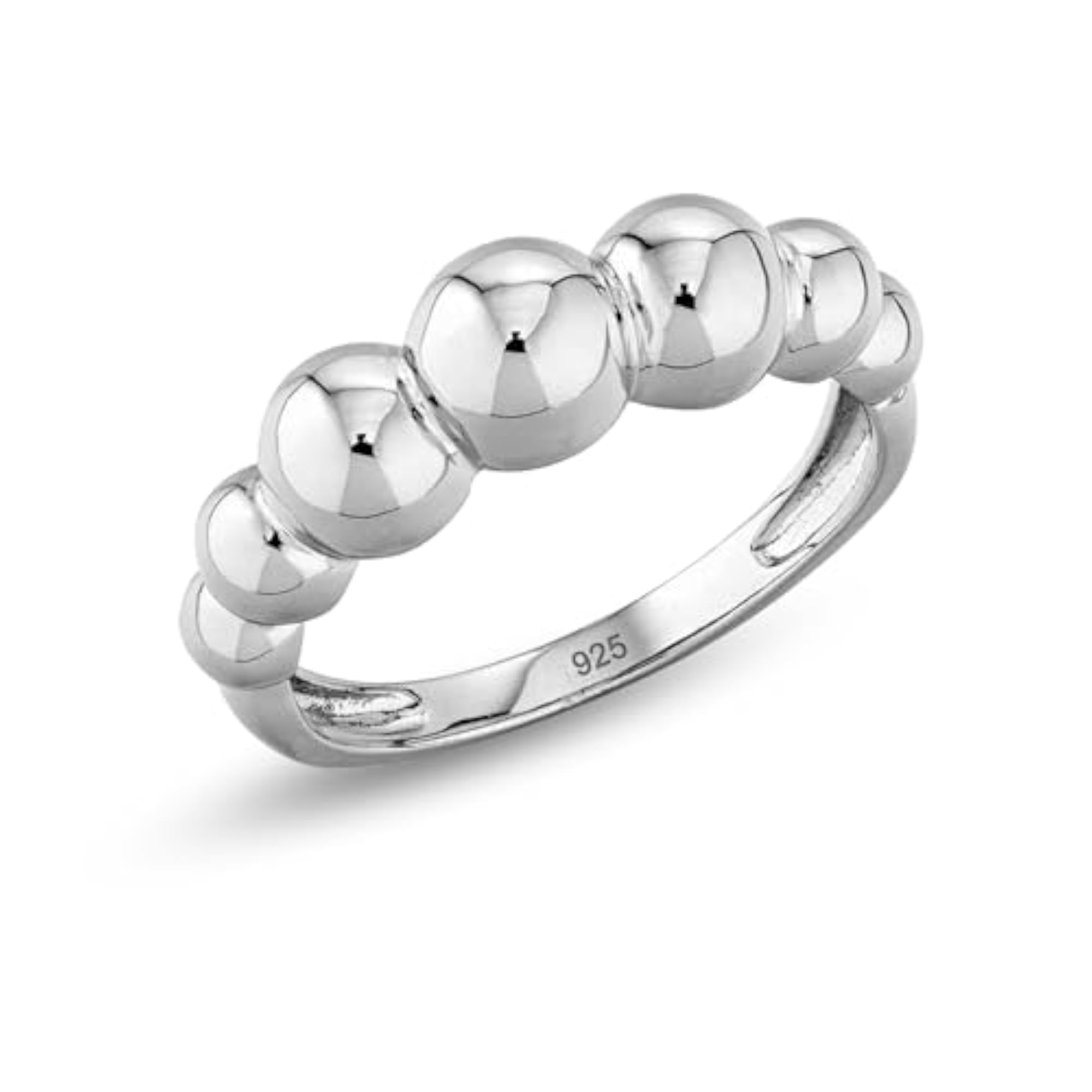 Women's 925 Sterling Silver Bead Band Ring, Eternity Style