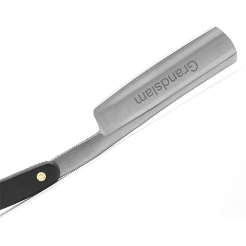 Grandslam Straight Razor Shave Ready Handmade Sharpened, 420 Steel Straight Razor Blade, 2 Layers Long Leather Canvas Strop, Sharpening Stone,2 Side Grit 3000 Waterstone Knife Sharpener