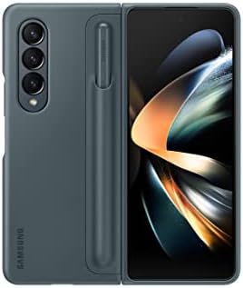 Samsung Galaxy Z Fold4 Plastic Standing Cover with S Pen and S Pen Holder, Protective Phone Case with Kickstand for Hands Free Viewing, US Version, Gray Green