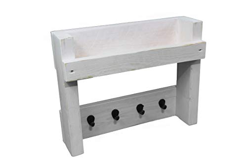 Holz Badregal mit Haken für Handtücher Shabby Vintage weiss fertig montiert Cover