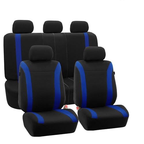 FH Group Automotive Car Seat Covers Cosmopolitan Flat Cloth Full Set Blue Seat Covers, (Airbag Compatible & Split Bench) with Gift Universal Fit Interior Accessories for Cars Trucks and SUVs