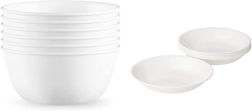 Miniatura 8 de Corelle Vitrelle - Juego de 6 cuencos de sopa y cereales de 28 onzas resistentes a las virutas y grietas color blanco y vitrelle juego de platos de